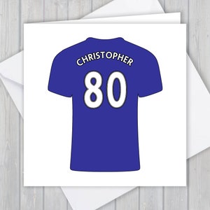 Personalisierte Grußkarte 80. Geburtstag - Fußball Shirt, einzigartiges Andenken | Ihn, Männer, Mädchen, Jungen, Papa, Sohn, Tochter, Enkel, Bruder
