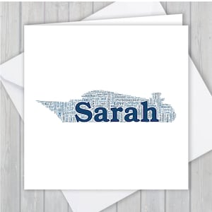 Tarjeta de felicitación personalizada de crucero. Agregue sus propias palabras para crear un recuerdo único para su hijo, hija, mamá, papá o novio