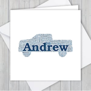 Cartão personalizado do hobbie da caminhonete. Adicione suas próprias palavras para criar uma lembrança exclusiva para seu filho, filha, mãe, pai ou namorado