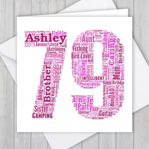 Cartão personalizado de aniversário de 79 anos, presente exclusivo de lembrança de aniversário ou aposentadoria para esposa, marido, mãe, pai, filho, filha, amigo,