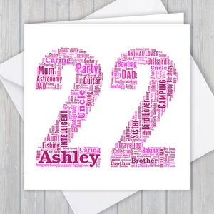 Cartão personalizado de aniversário de 22 anos, presente exclusivo de lembrança de aniversário ou aposentadoria para esposa, marido, mãe, pai, filho, filha, amigo,