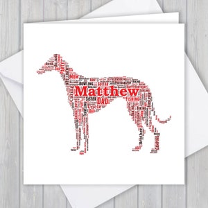 Whippet, personalizado, cartão de felicitações de aniversário, lembrança de agradecimento exclusiva | Esposa, marido, mãe, pai, filho, filha, passeador de cães