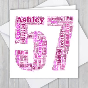 Gepersonaliseerde 57e verjaardag wenskaart, unieke verjaardag of pensioen aandenken cadeau voor vrouw, man, moeder, vader, zoon, dochter, vriend,