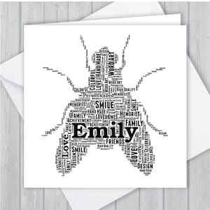 Mosca personalizada, cartão de aniversário, aniversário exclusivo ou lembrança de agradecimento | Esposa, marido, mãe, pai, filho, filha, amigo