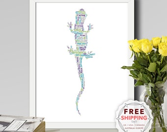 Personalized Salamander, framed wall art gift, keepsake, Unique print For Her, Him, Friend, Husband, Mom, Mum, Dad, A5, A4, A3 Ani124