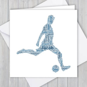 Gepersonaliseerde voetbalwenskaart. Voeg je eigen woorden toe om een uniek aandenken te creëren voor je zoon, dochter, moeder, vader, oom of kleinzoon
