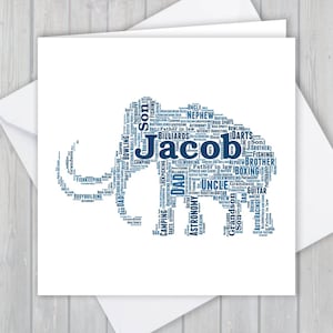 Personalisierte Dinosaurier, Mammut, Geburtstagsgrußkarte, Einzigartiges Dankeschön andenken | Frau, Mann, Mama, Papa, Sohn, Tochter, Freundin