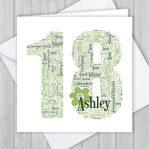 Biglietto di auguri per il 18° compleanno, personalizzato, ricordo, auguri unici, word art personalizzata Lei, ragazza, figlia, figlioccia, nipote, nonna