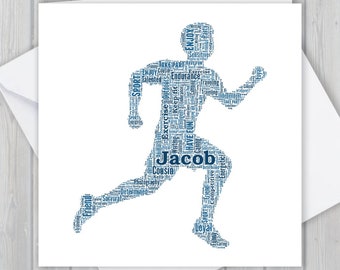 Personalized Running greeting card. Add you own words to create a unique keepsake for your Son, Daughter, Mum, Dad, boyfriend or brother