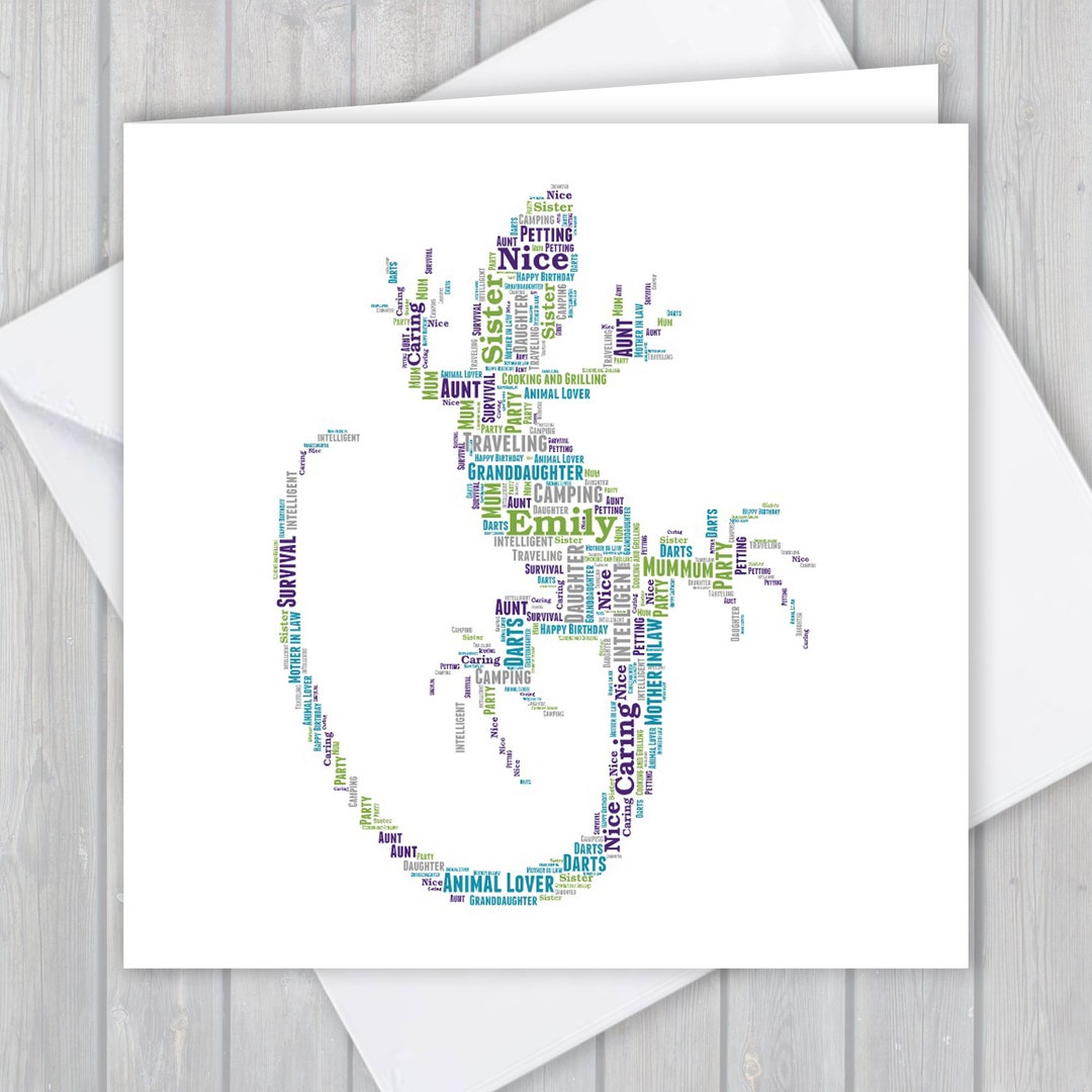Personalised Lizard, Birthday Greeting Card, Unique Anniversary or ...