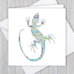 Lagarto personalizado, tarjeta de felicitación de cumpleaños, aniversario único o recuerdo de agradecimiento / esposa, marido, mamá, papá, hijo, hija, amigo,