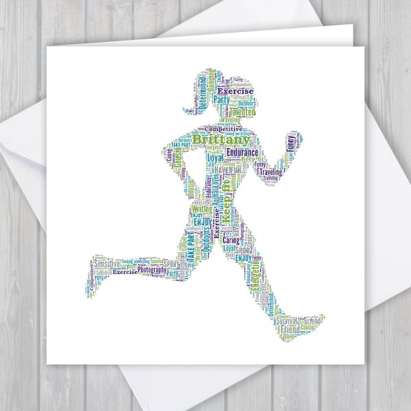 Personalized Running greeting card. Add you own words to create a unique keepsake for your Son, Daughter, Mum, Dad, boyfriend or brother