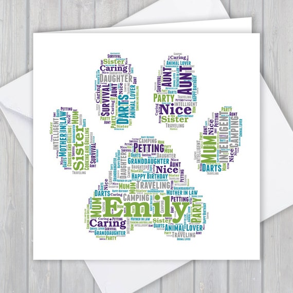 Personalized Cat Paw Print Card: Unique Keepsake Greeting Card