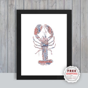 Personalized Sea life Lobster, framed wall art gift, keepsake, Unique print for Her, Him, Friend, Husband, Mom, Mum, Dad, A5, A4, A3 Sea016