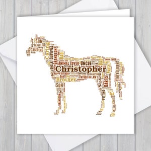 Cavallo personalizzato, biglietto di auguri di compleanno, anniversario unico o ricordo di ringraziamento / Moglie, Marito, Mamma, Papà, Figlio, Figlia, amico,
