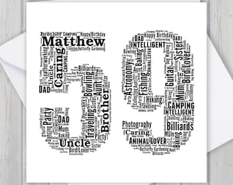 Personalized 59th Birthday Card: Unique Word Art Keepsake GCM059