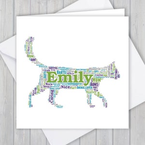 Chat personnalisé, carte de vœux d’anniversaire, anniversaire unique ou souvenir de remerciement | Femme, Mari, Maman, Papa, Fils, Fille, Ami,