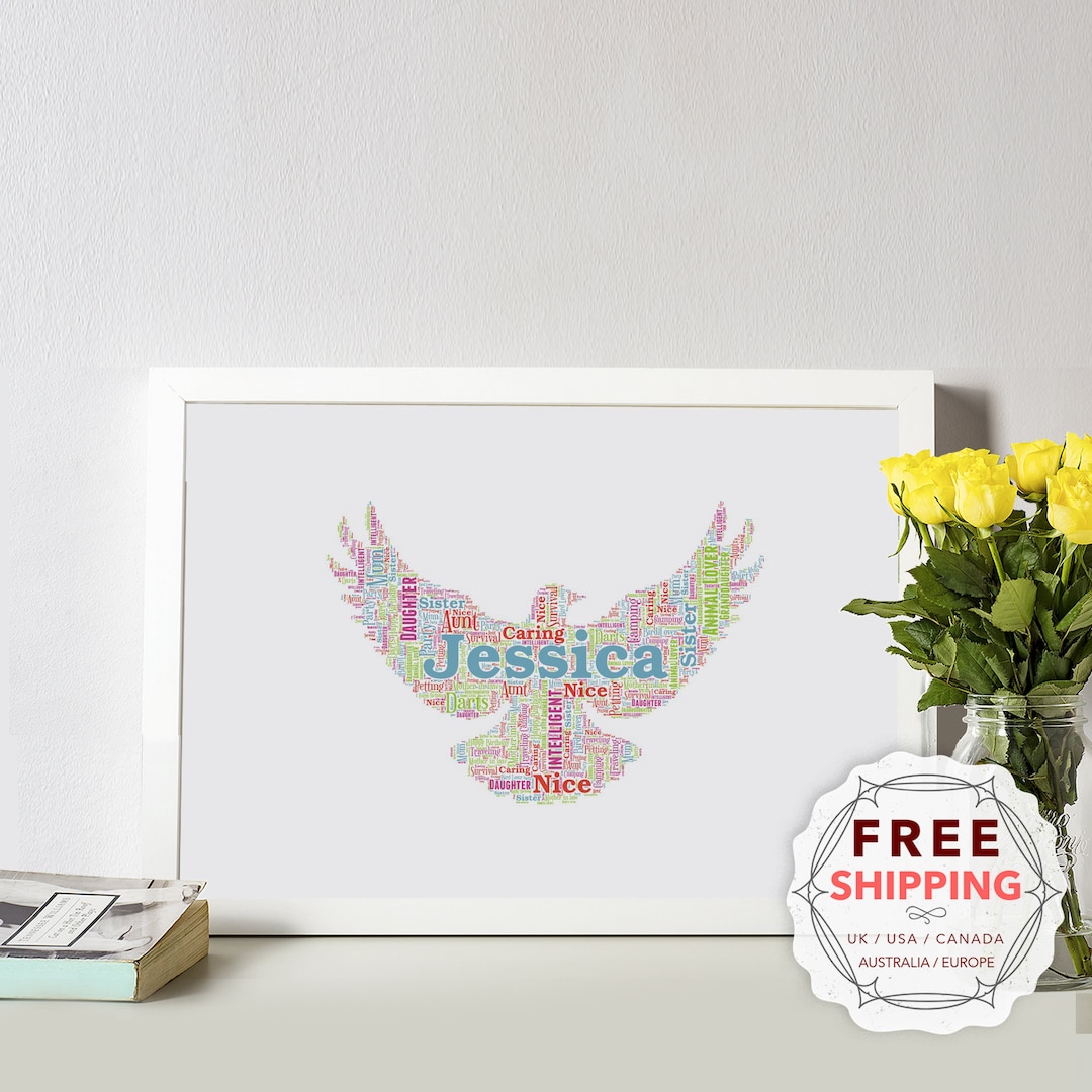 Personalized Dove Word Art Print: Unique Keepsake Gift Brd042 - Etsy