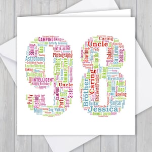 Tarjeta de felicitación personalizada de cumpleaños 98, aniversario único o regalo de recuerdo de jubilación para esposa, esposo, mamá, papá, hijo, hija, amigo,