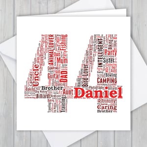 Tarjeta de felicitación personalizada del 44 cumpleaños, aniversario único o regalo de recuerdo de jubilación para esposa, esposo, mamá, papá, hijo, hija, amigo,