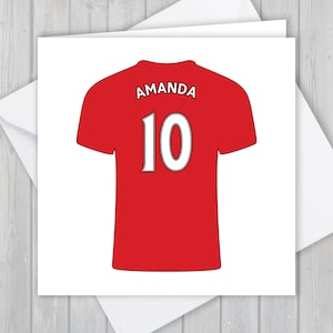 Camisa de futebol, personalizada, cartão de felicitações - 10º aniversário, lembrança única | Ele, Homens, Meninas, Meninos, Pai, Filho, Filha, Neto, Irmão