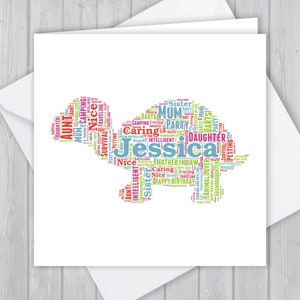 Personalised Tortoise, Birthday greeting card, Unique anniversary or thank you keepsake | Wife, Husband, Mum, Dad, Son, Daughter, friend,