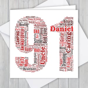 Tarjeta de felicitación personalizada del 91 cumpleaños, aniversario único o regalo de recuerdo de jubilación para esposa, esposo, mamá, papá, hijo, hija, amigo,
