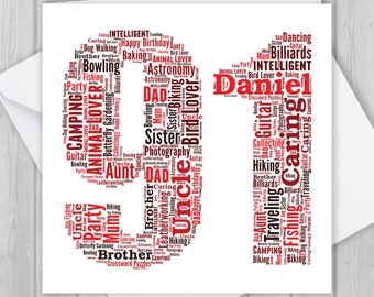 Personalized 91st Birthday Card: Unique Word Art Keepsake GCM091