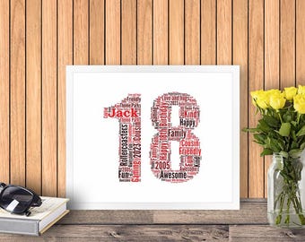 Personalized 18th Birthday Word Art Print: Keepsake Gift BMM018
