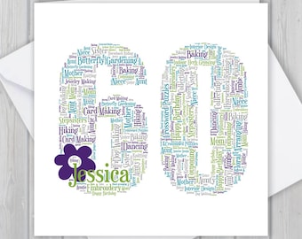Personalized 60th Birthday Card: Custom Word Art Keepsake GCF060