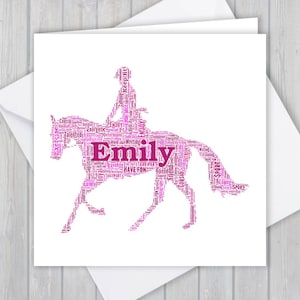 Biglietto d'auguri personalizzato per l'equitazione. Aggiungi le tue parole per creare un ricordo unico per tuo figlio, figlia, mamma, papà, nipote