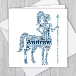 Gepersonaliseerde Centaur, aangepaste verjaardagswenskaart voor geliefden. mythologie, aandenken voor zoon, kleinzoon, neef, beste vriend