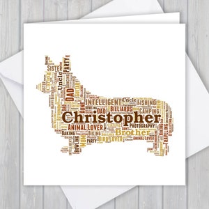 Personnalisé, Corgi, Carte de vœux d’anniversaire, Souvenir de remerciement unique | Femme, Mari, Maman, Papa, Fils, Fille, ami, promeneur de chien