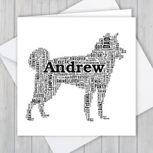 Akita Dog Word Art Card: Personalized Birthday Keepsake