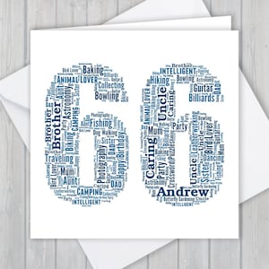 Cartão de felicitações personalizado para o 66º aniversário, presente exclusivo de aniversário ou lembrança de aposentadoria para esposa, marido, mãe, pai, filho, filha, amigo,