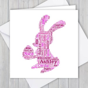 Lapin de Pâques personnalisé, carte de vœux, anniversaire unique ou souvenir de remerciement | Femme, mari, maman, papa, fils, fille, ami