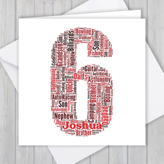 show original title Details about   Personalised 6th Birthday Word Art Card for Girls Gift ANY NAME 5th 