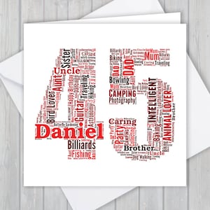 Tarjeta de felicitación personalizada del 45 cumpleaños, aniversario único o regalo de recuerdo de jubilación para esposa, esposo, mamá, papá, hijo, hija, amigo,