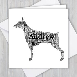 Doberman, personalizado, cartão de felicitações de aniversário, lembrança de agradecimento exclusiva | Esposa, marido, mãe, pai, filho, filha, amigo, passeador de cães
