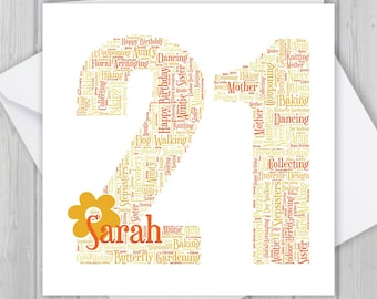 Personalized 21st Birthday Card: Word Art Keepsake GCF021