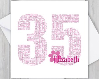 Personalized 35th Birthday Card: Custom Word Art Keepsake GCF035