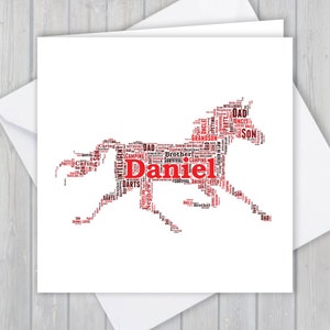 Cheval de course personnalisé, carte de vœux d’anniversaire, anniversaire unique, souvenir de remerciement | Femme, Mari, Maman, Papa, Fils, Fille, Ami,