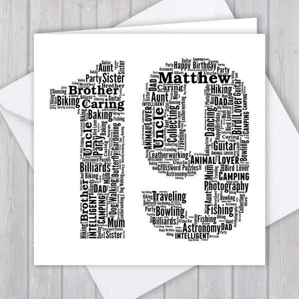 Personalised 19th Birthday greeting card, Unique anniversary or Retirement keepsake gift for Wife, Husband, Mum, Dad, Son, Daughter, friend,