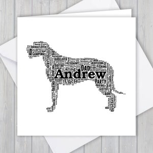 Lévrier irlandais, personnalisé, carte de voeux d'anniversaire, souvenir de remerciement unique, femme, mari, maman, papa, fils, fille, ami, promeneur de chien