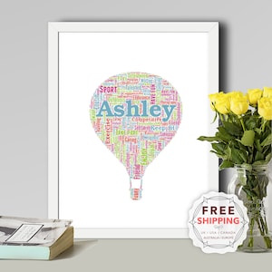 &quot;Personalisierte Heißluftballon-Fahrt gerahmt Wort Kunst Geschenk, einzigartiges Andenken, für Sie, Ihn, Freund, Ehemann, Mama, Mama, Papa - SPO043.&quot;