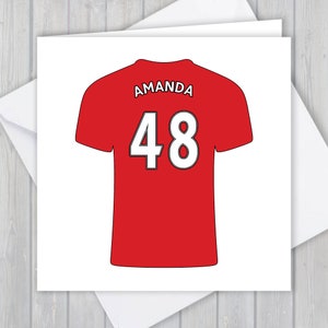 Cartão personalizado da camisa de futebol - 48th aniversário, lembrança única | Ele, Homens, Meninas, Meninos, Pai, Filho, Filha, Neto, Irmão