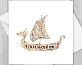 Tarjeta de cumpleaños personalizada de barco vikingo: un recuerdo único