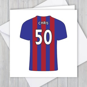 Cartão personalizado da camisa de futebol - 50th aniversário, lembrança única | Ele, Homens, Meninas, Meninos, Pai, Filho, Filha, Neto, Irmão