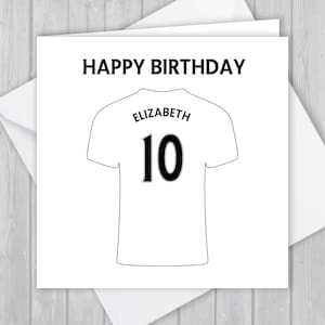 Fußball Geburtstagskarte, personalisiert, 91., 92., 93., 94., 95. Geburtstag, jeder Name & Alter, für Jungen, Mädchen, Kinder | Weiß