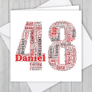 Tarjeta de felicitación personalizada de cumpleaños número 48, aniversario único o regalo de recuerdo de jubilación para esposa, esposo, mamá, papá, hijo, hija, amigo,